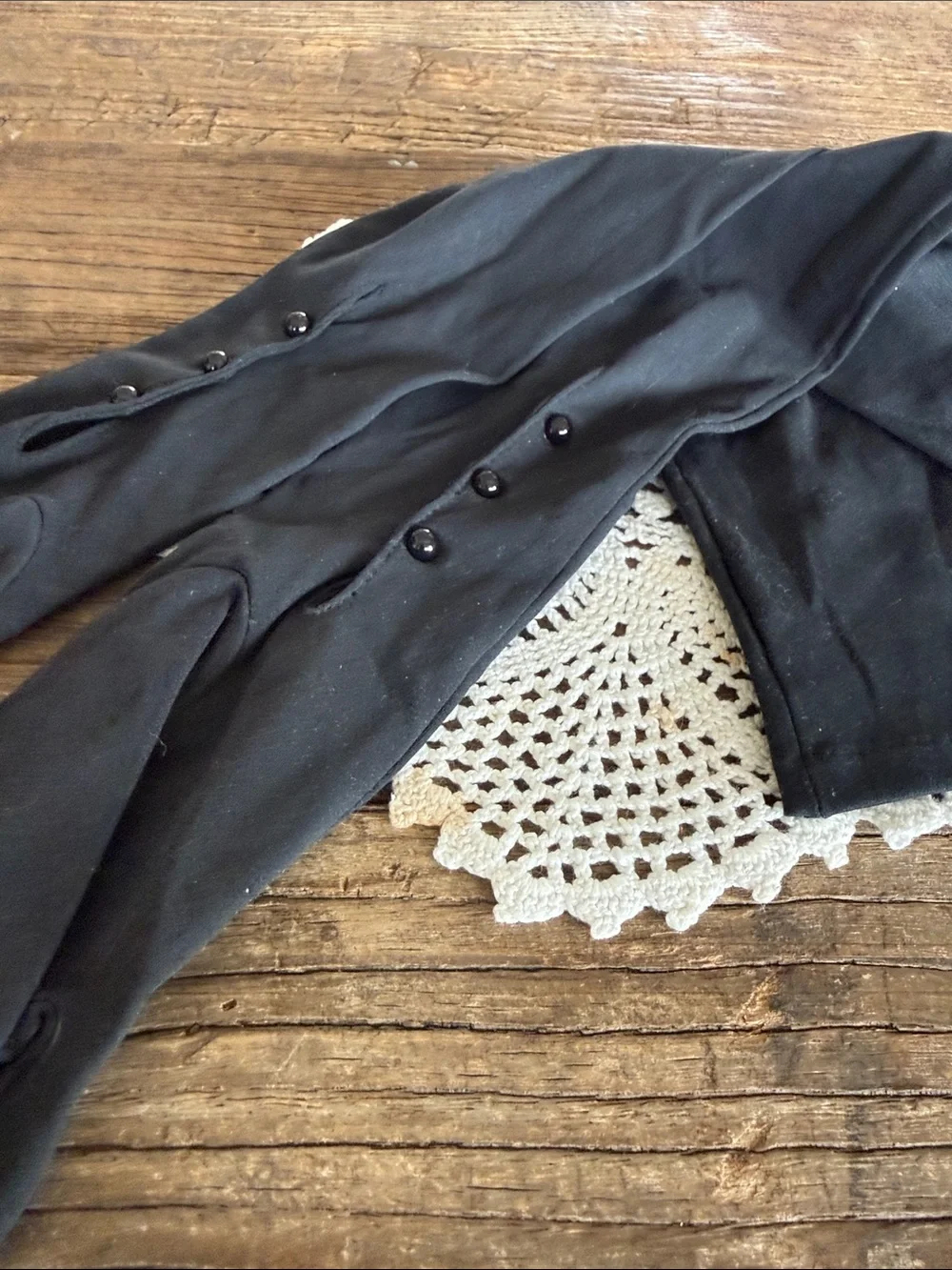 Vintage Black Long Dress Opera Gloves with Button Detail - Women's Accessories